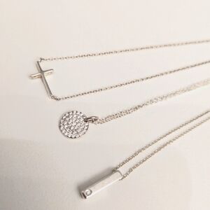 ❌SOLD❌✨ Elegant Sterling Silver And Crystals Cross Necklaces  Set of 3